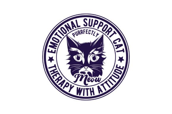Emotional Support Cat Circle Logo: Retro Groovy Design Files