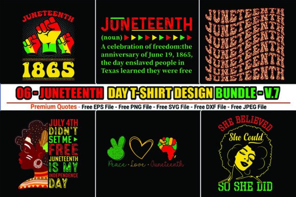 Juneteenth Day T-Shirt Design Bundle: Creative Assets