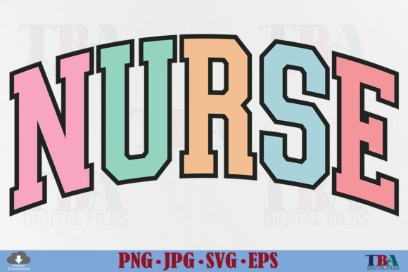 Retro Nurse SVG & PNG: Varsity Design for Creative Projects