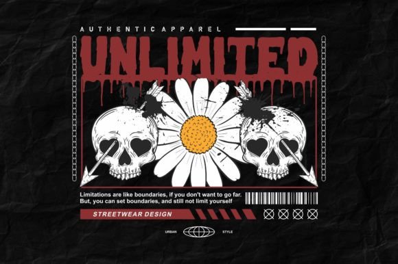 Skull Daisy Flower Urban T-Shirt: Vector Design Asset