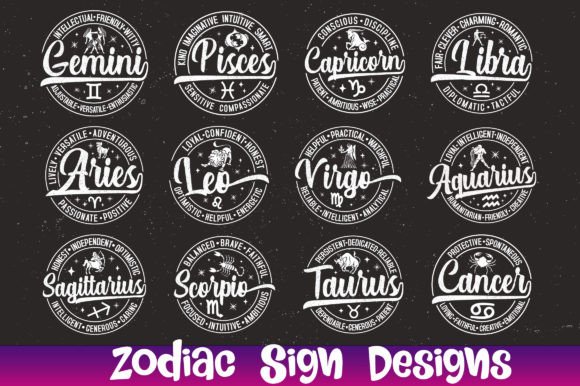 Zodiac T-Shirt Design Bundle: Cosmic Graphics for Every Project